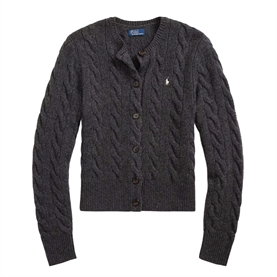 Polo Ralph Lauren Cable-Knit Wool-Cashmere Cardigan, Stadium Grey Heather